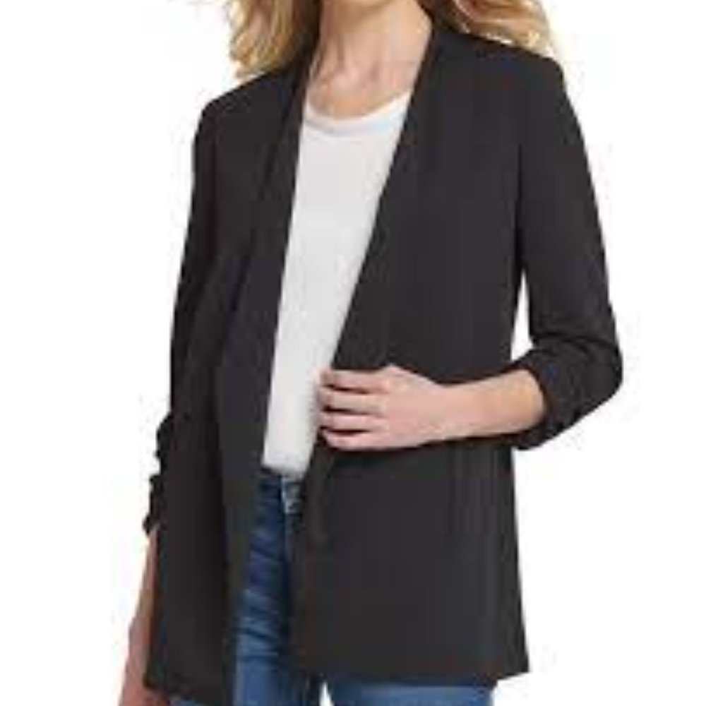 DKNY Stretch Crepe Open Front Blazer. Size XL. Color: Black
